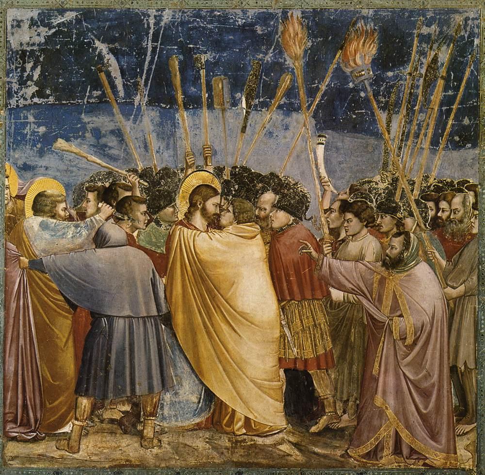 조토 디본도네, <붙잡히는 예수(유다의 입맞춤)>(1304~1306)